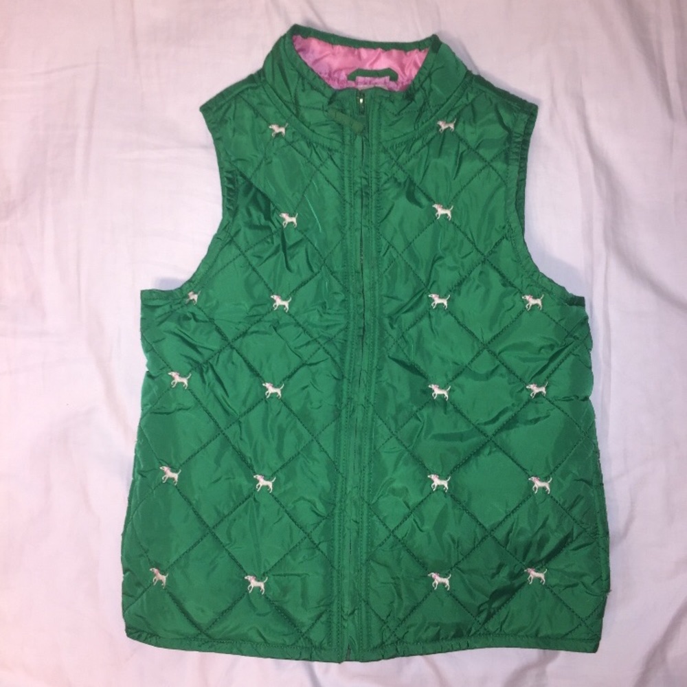 Gymboree Shiny Green Satin Vest w/ Poodle Pattern